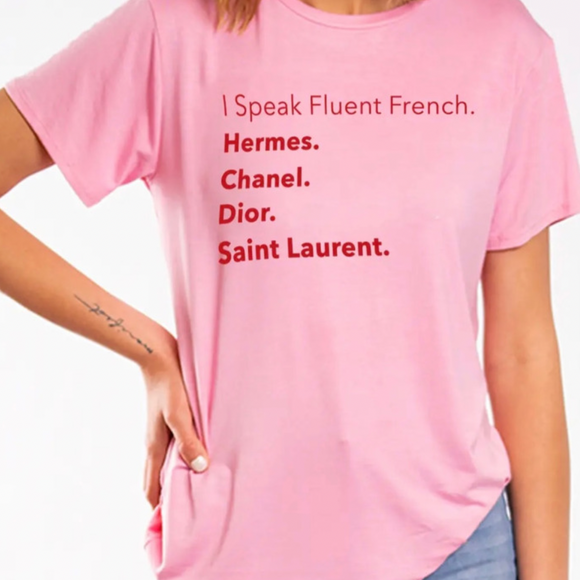 Fluent French Graphic T-shirt (Pink)