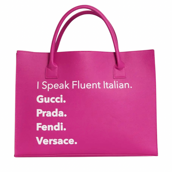 Fluent Italian Vegan Leather Tote Handbag (Magenta Pink)