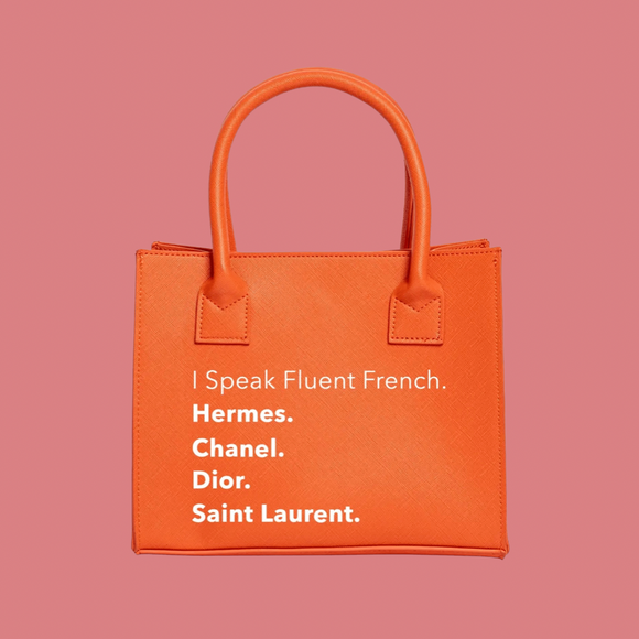 Fluent French Vegan Leather Mini Tote Handbag (Tangerine Orange)