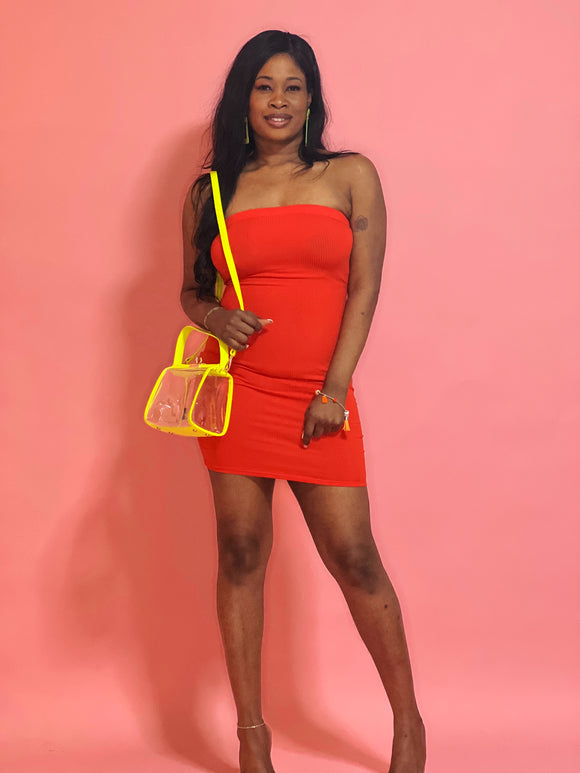 Sienna Midi Tube Dress (Orange)