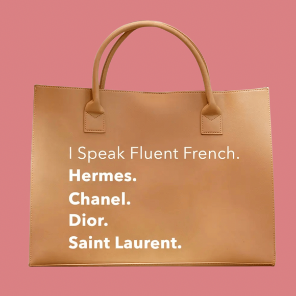 Fluent French Vegan Leather Tote Handbag (Tan/Nude)